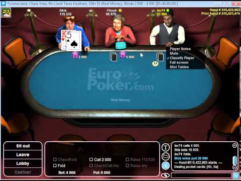europoker online póker asztal