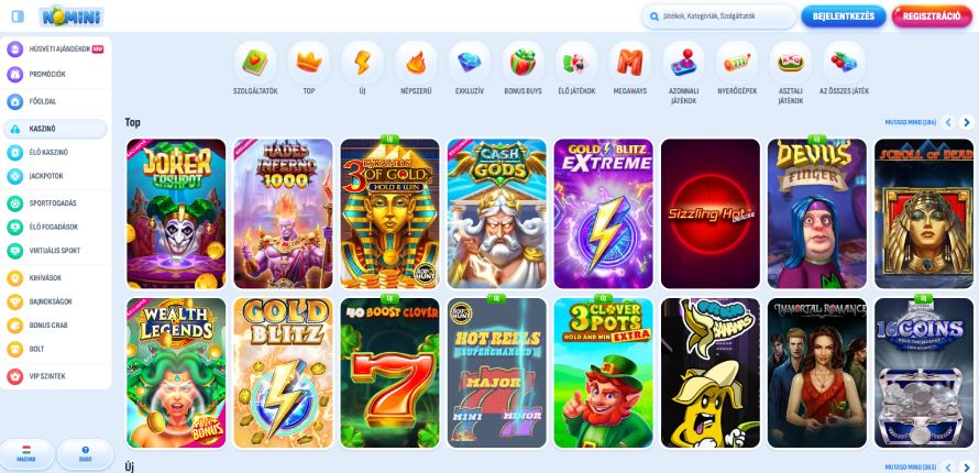 A Nomini a legjobb mobil kaszinó Revolut fizetésse